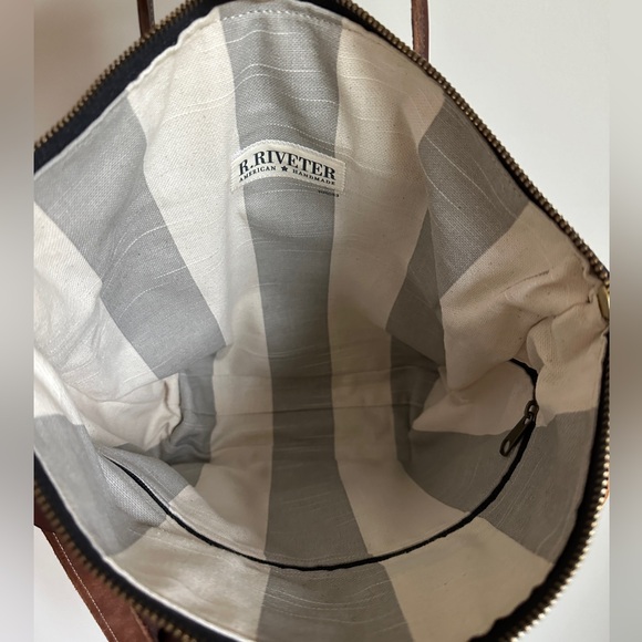 R Riveter Otto Black Canvas Crossbody Bag Tote Leather Military - Picture 11 of 17